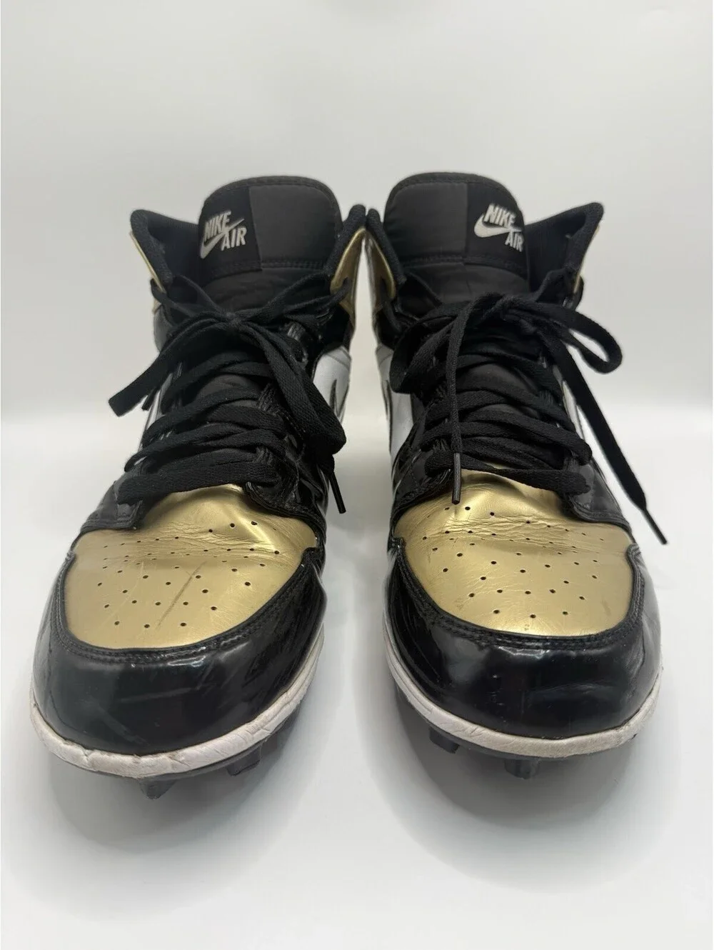 Nike Air Jordan 1 Mid Gold Black  Football Cleats, Size 7.5  FJ6805-701